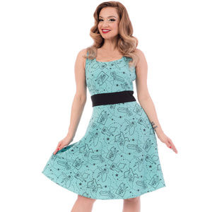 Pinup State Dress Aqua Retro Vintage Rockabilly